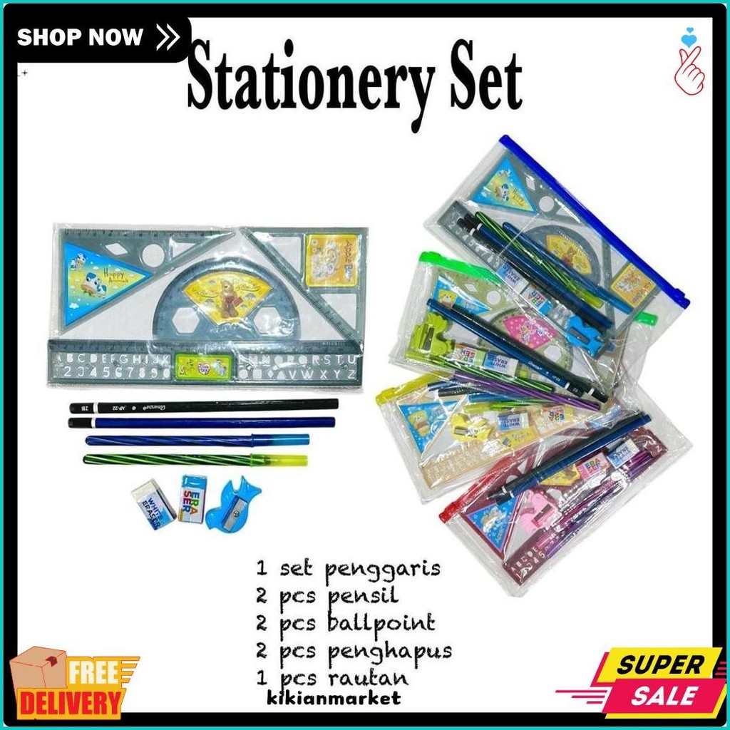 

Paket Alat Tulis Sekolah 9 In 1 / Stationery Set Murah (Set) Terlengkap Dan Termurah
