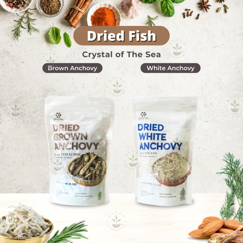 

Crystal of The Sea Dried White Anchovy 80g - Ikan Teri Nasi Kering - Crystal of The Sea Dried Brown Anchovy 80g - Jengki Bilis Kering
