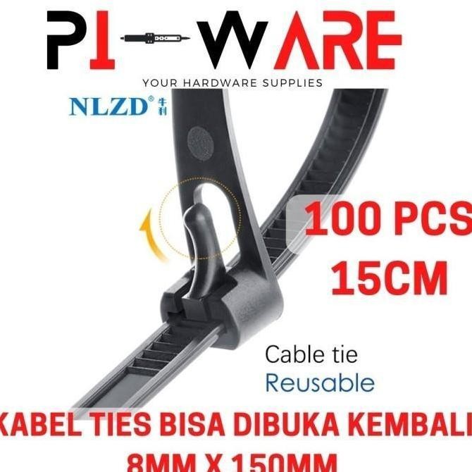 

Cable Tie Reusable Bisa Pakai Ulang Kabel Ties 15Cm 150Mm Isi 100 Pcs