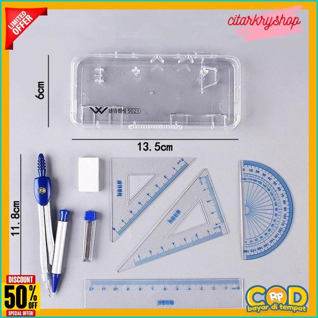 

Set Kompas/Set Matematika/Set Penggaris/Jangka Set/Compass Set/Jangka Sekolah Diskon Setengah Harga