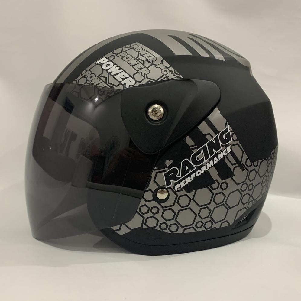 Terlaris Helm Nuvo Racing Performance Abu-Abu Doff - Helem Helmet Sni Dewasa Bxp Evo