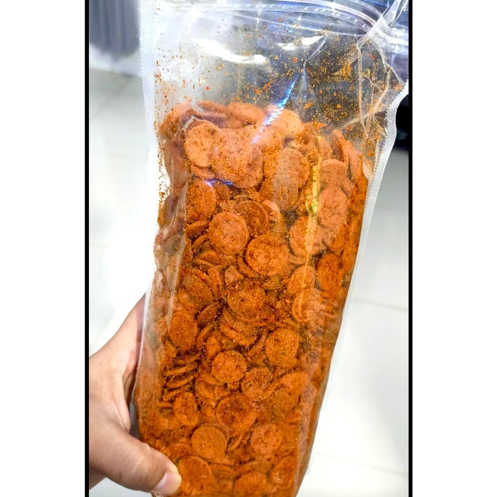 

Kripik Sosis Goreng Pedas 300 gr Sosreng Camilan Viral Keripik Cemilan Sosis Enak Pedas
