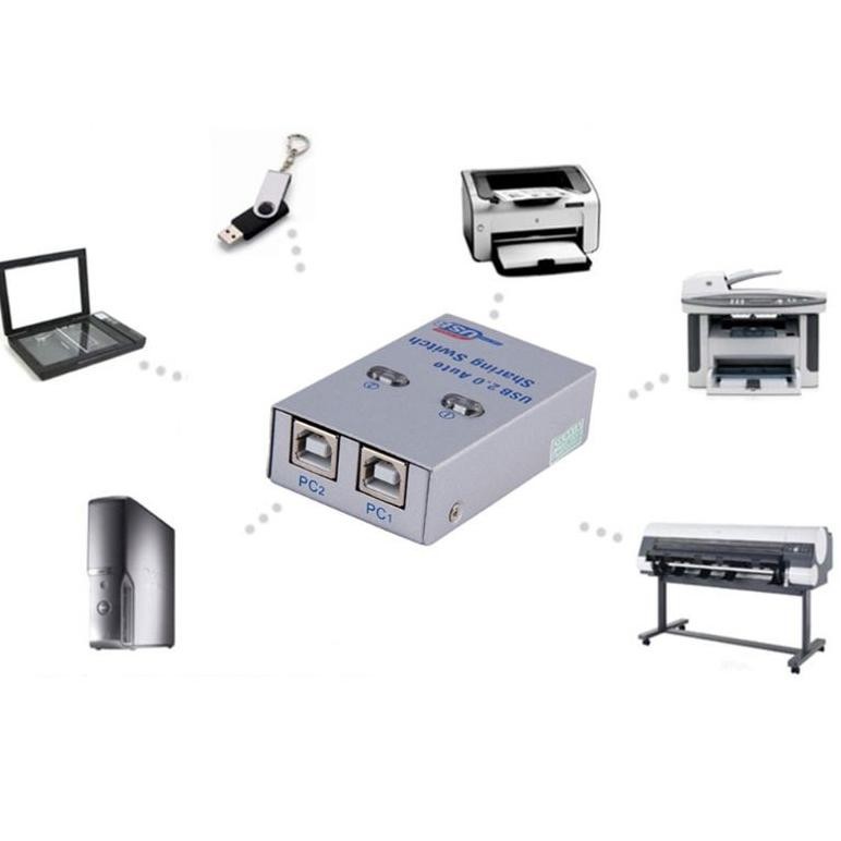 Promo Auto Switch Usb Printer 2 Port Sharing Switcher  Usb 2.0 Printer Kable Manual Otomatis Prermiu