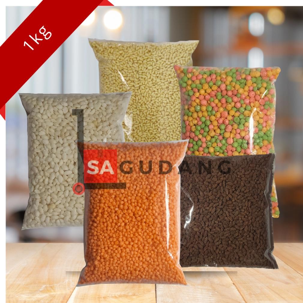 

Bulk 1 kg Rice Crispy Corn Bubble Choco Crunch Crumbs Sereal Crunchy Original Putih Coklat Lonjong Rainbow Jagung Kuning Makanan Ringan Beras Krispi Kering Murah Nugi