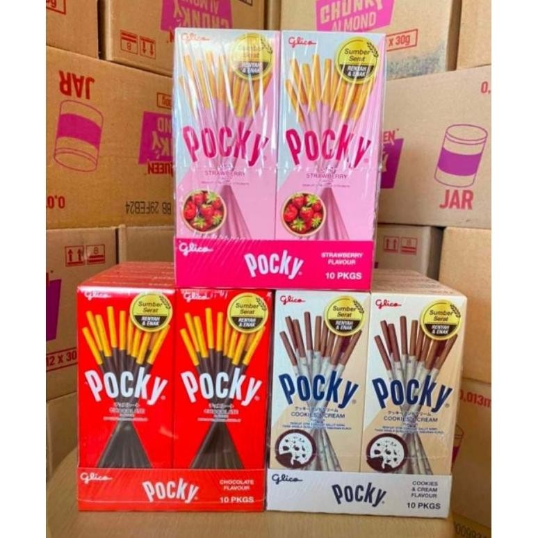 

1 Box Glico Pocky Mini Stick Isi 10pcs / Pejoy isi 10 / Alfie Coklat isi 10 Nugi