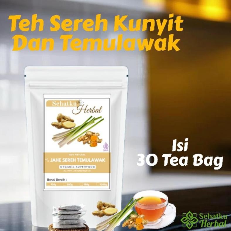 

Teh Sereh Jahe Dan Temulawak : Lemonggras Ginger Curcuma tea isi 30 tea bag Nugi