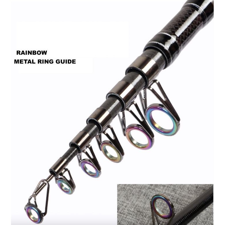 Casting Spinning Joran Pancing Ultralight Ul Pendek Mini Ring Rainbow Metal