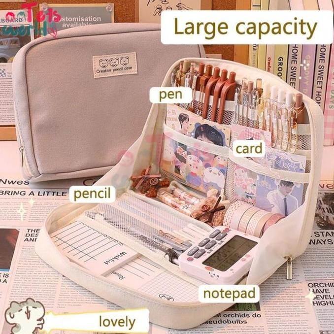 

Tempat Pensil Kreatif Canvas Oxford Kapasitas Besar 4 Warna Multifungsi