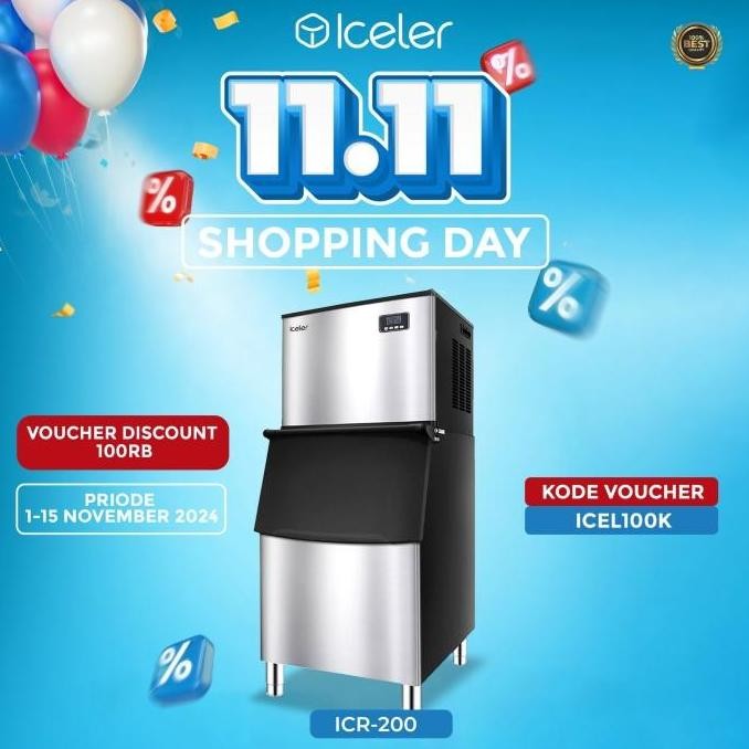 ICELER MESIN ES BATU COMMERCIAL ICE MAKER 200KG/24JAM ORIGINAL DAN TERPERCAYA