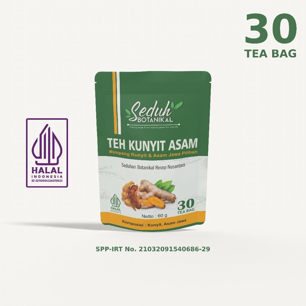 

SEDUH BOTANIKAL Teh Kunyit Asam | Teh Celup Kunyit Asam JSR | Teh Kunyit Asam Jawa | 30 Tea Bag Nugi