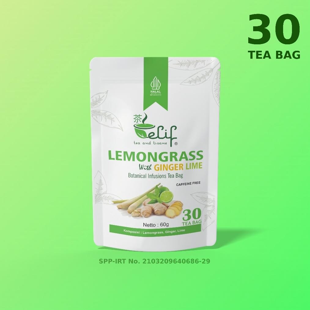 

ELIF TEA AND TISANE Teh Serai Jahe Jeruk Nipis | Lemongrass Ginger Lime Tea | 30 Tea Bag Nugi