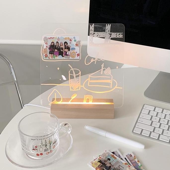 

Winzige Acrylic Note Board Message With Led Stand / Board Planner Schedule / To Do List Acrylic / Acrylic Planner / Home Desk Decor Wooden Barang Aesthetic