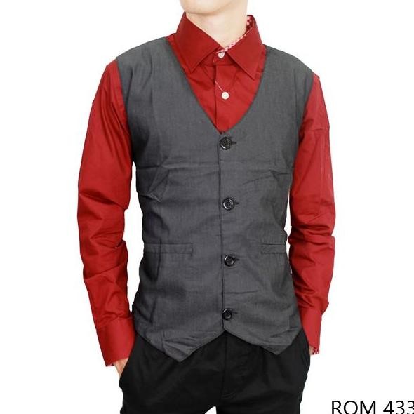 Diskon Rompi Katun Pria Vest Abu Tua ROM 433 Fashion Casual