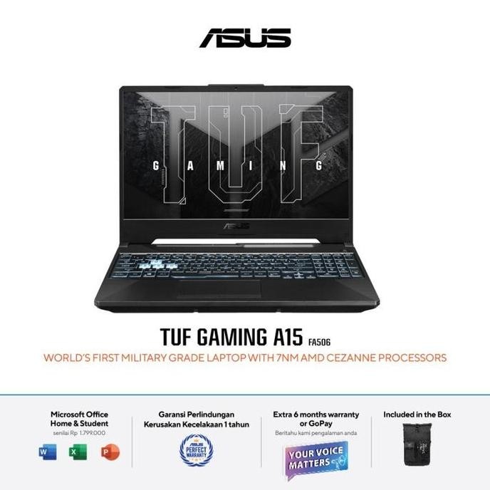Tersedia Asus TUF A15 Ryzen 7 RTX3050 8GB 512GB 144Hz Laptop Gaming Office Ready