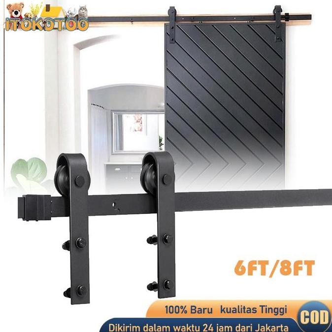 6Ft/8Ft Rel Pintu Geser Industrial Barn Door Sliding Rel Pintu Sleding