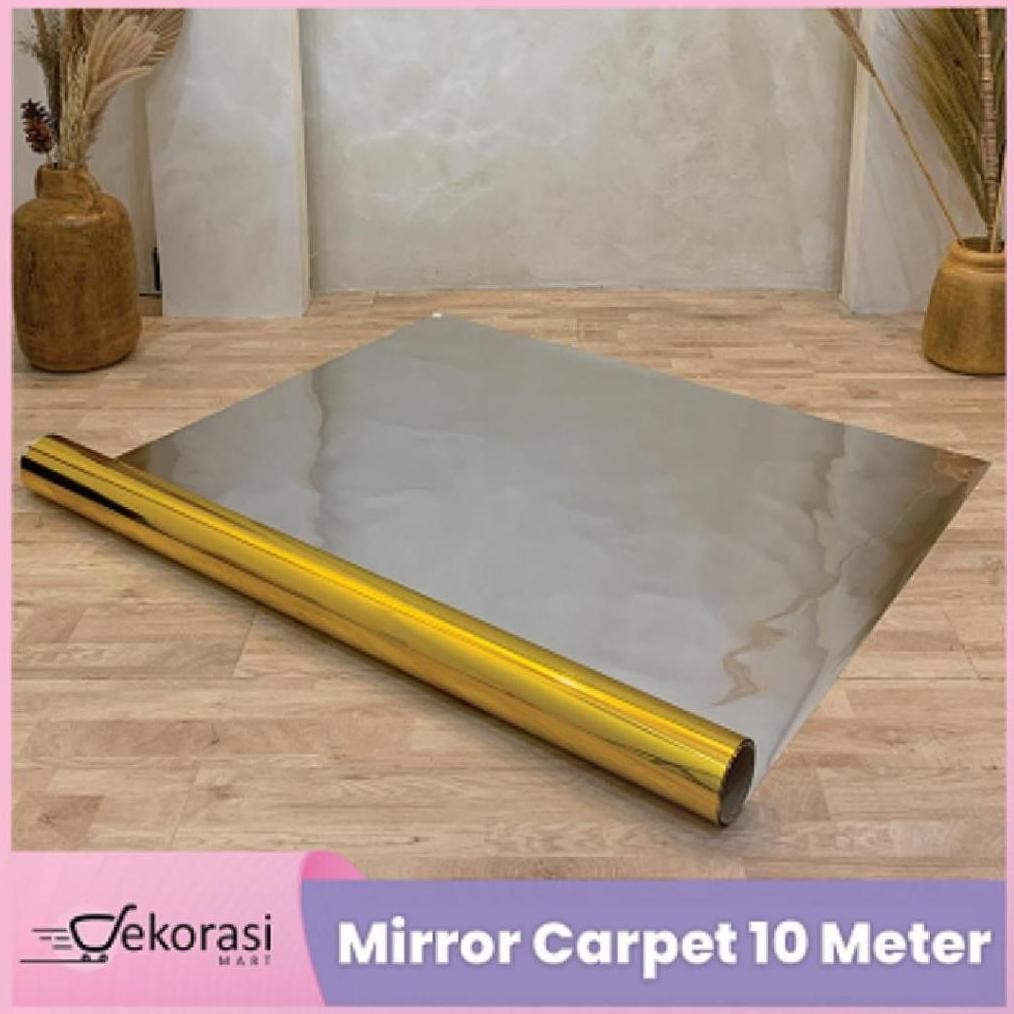 Terlaris Mirror Carpet 10 Meter/ Lantai Dekorasi/Mirror Runner Gold Dan Silver/Lantai Kaca