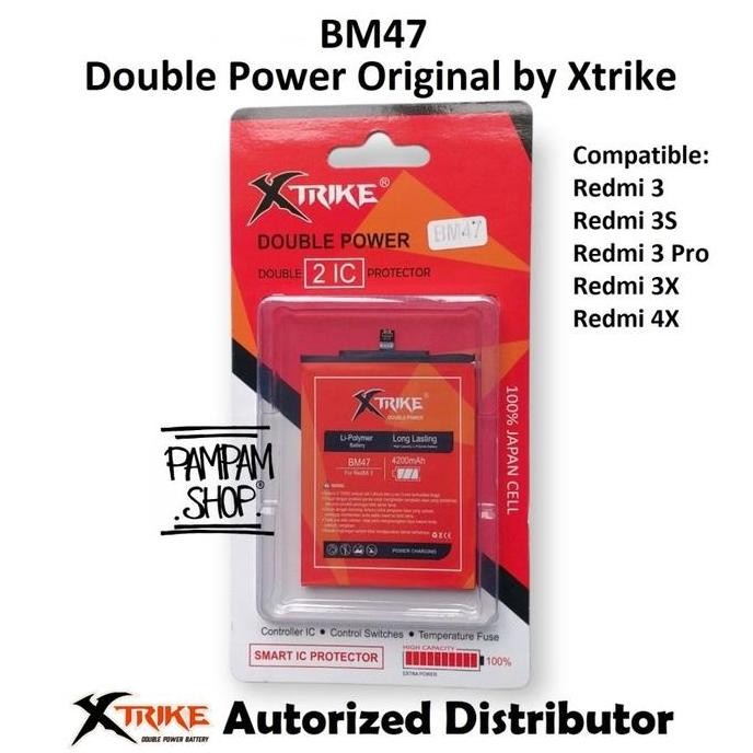Xtrike Baterai Double Power Bm47 Compatible For Xiao Redmi 3 3S Pro 3X 4X Batre Batrai Battery Ori D