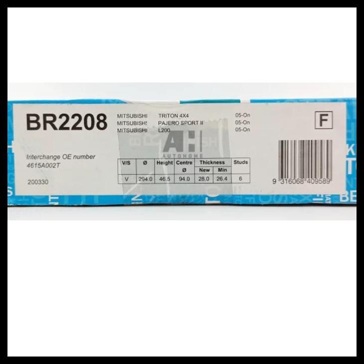 TERBARU PIRINGAN CAKRAM PAJERO SPORT 2008-2015 BENDIX DISC BRAKE ROTOR BR2208 