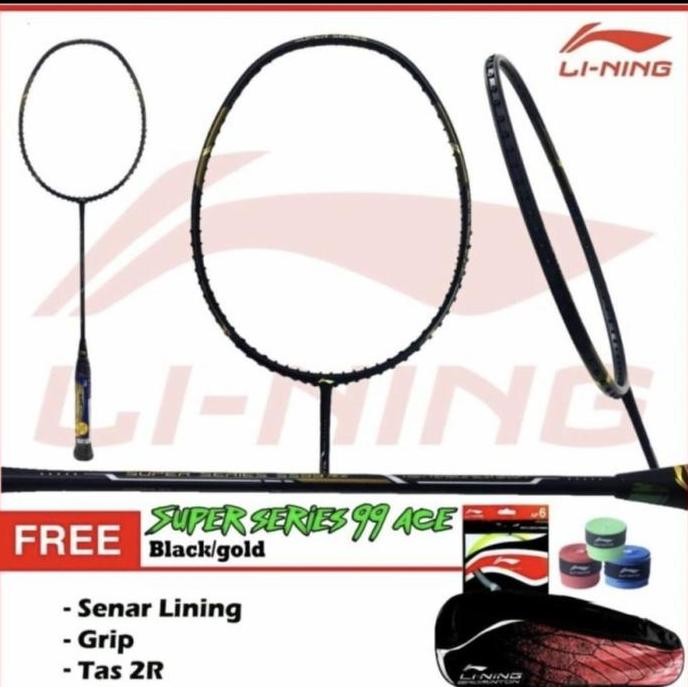 Raket Badminton Lining Super Series Ss 99Ace Full Komplit Set Ori