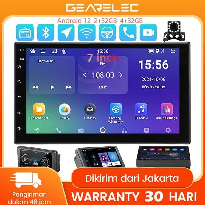Head Unit Android 12 Double Din 7 inch Skeleton Bluetooth Wifi GPS