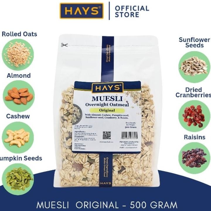 

Hays Muesli Overnht Oatmeal Gram Nuts Seeds Fruits G