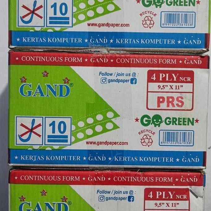 

NEW kertas komputer/continuous form 4 ply 9.5 x 11 /PRS/bagi dua