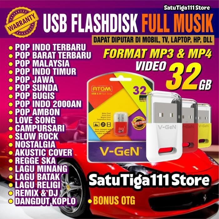 Flashdisk Musik Mp3 Dan Video Lengkap Untuk Mobil, Tv, Laptope Music Player Mp4