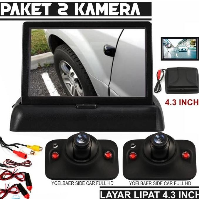 Paket kamera samping mobil kamera spion kanan kiri dan layar 4.3 inch