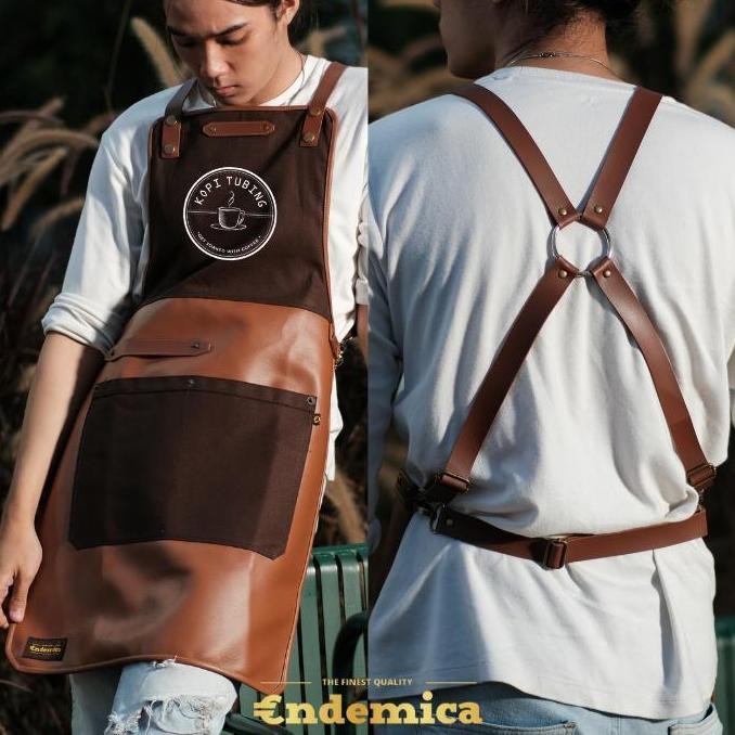 TERMURAH - Full apron barista celemek barbershop apron cafe celemek cukur rambut kanvas & high quali