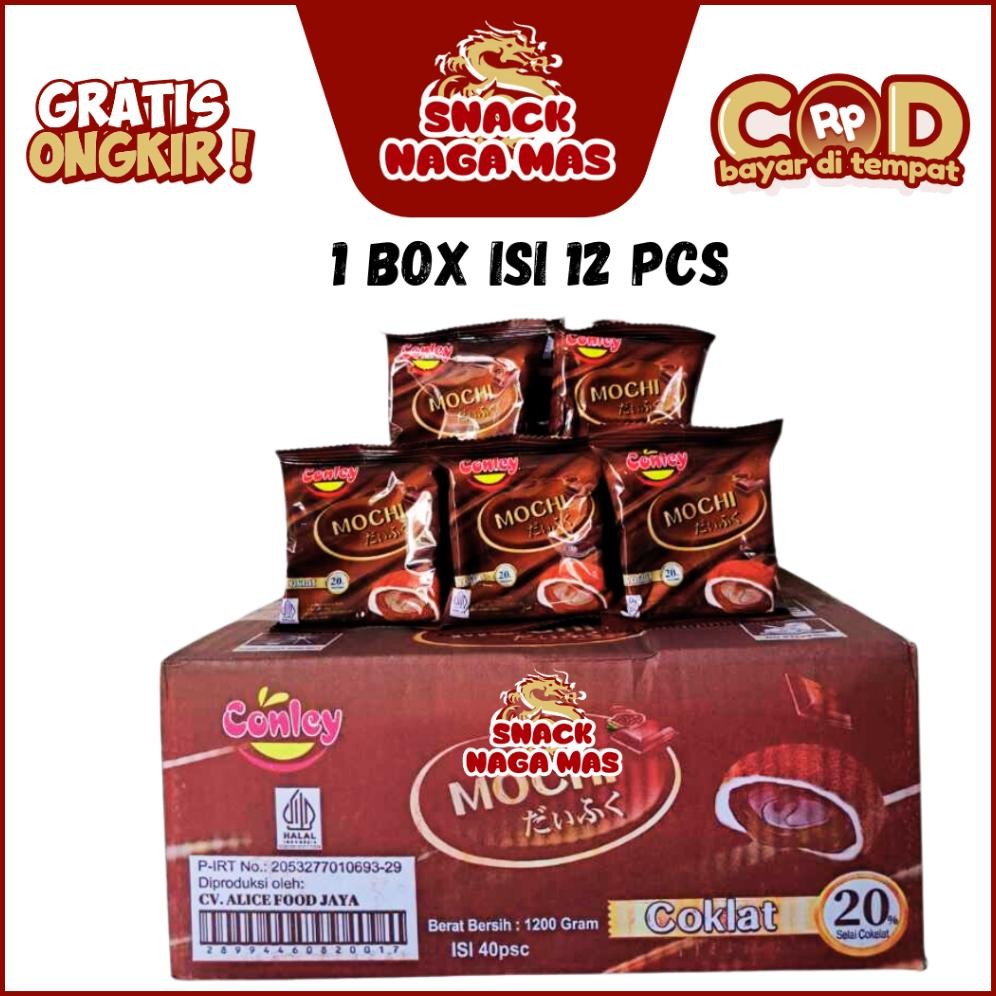 

CONLEY KUE MOCHI 12 PCS LEMBUT KENYAL DAN ENAK RASA SUPER COKLAT Nugi