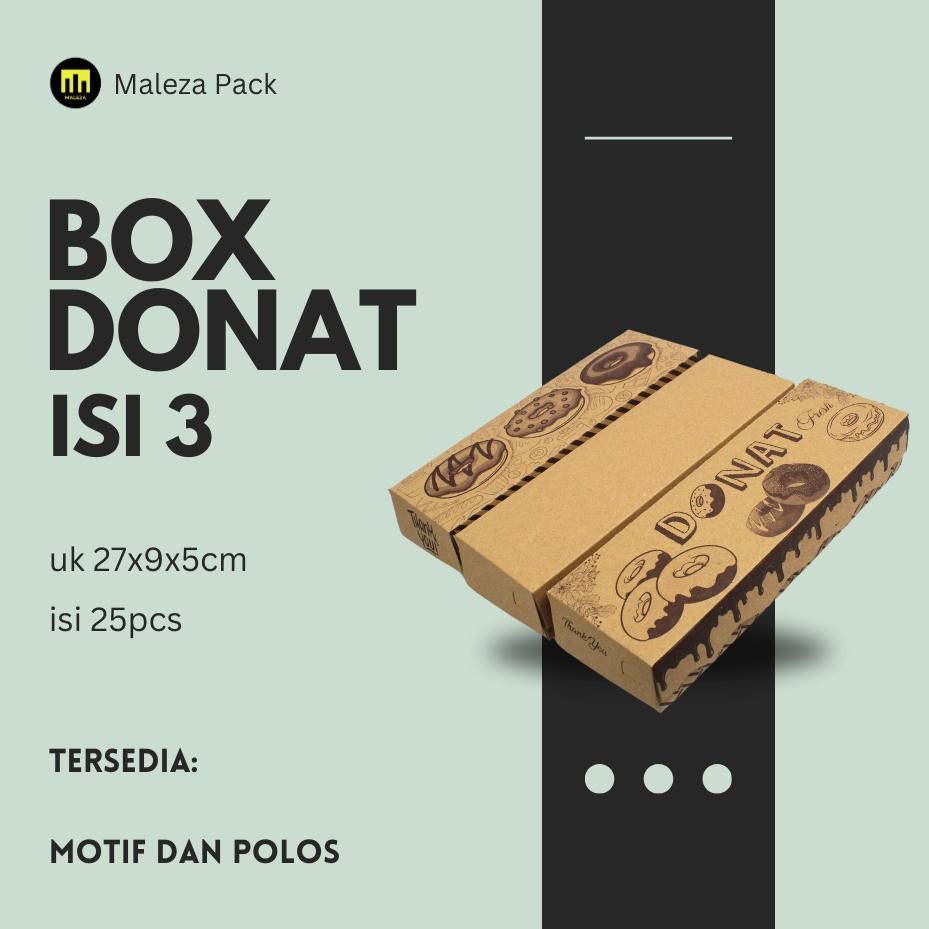 

Box Donat Isi 3/ Kemasan Donat Isi 3/ Dus Donat Isi 3 Uk.27x9x5cm Nugi