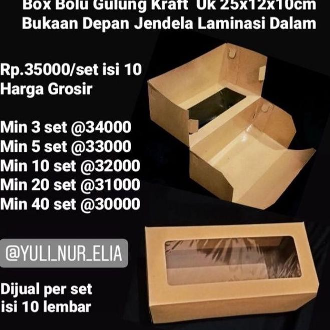 

Box Bolu Gulung Kraft 25x12x10cm Bukaan Depan Jendela Laminasi Dalam Dijual Per 10 Nugi
