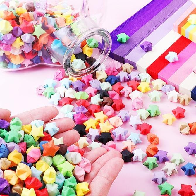 

DDM BAMBINO 540pcs Kertas Origami Bintang Diy Berwarna Star Paper Craft Handmade Motor Toys