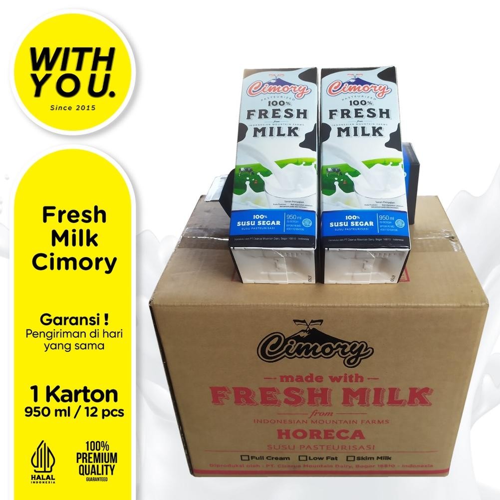 

Cimory Fresh Milk Susu Pasteurisasi Plain 1 Karton @12Pcs/950ml Nugi