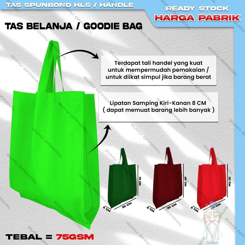 

Kkim Goodie Bag Tas Belanja Spunbond Model Tali Handle Ukuran 30X40 Kantong Kain Souvenir