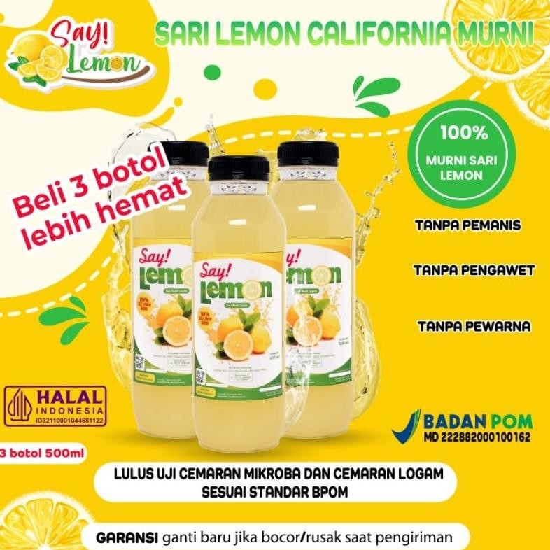 

Saylemon BPOM Paket 3 Botol 500 ml Sari Jus juice Air Lemon Peras Asli Ori Original 100% Murni Fresh Segar Sehat Menyehatkan Daya Tahan Tubuh Diet Detox Detoks Langsing Pelangsing Melangsingkan Vitamin C Nugi