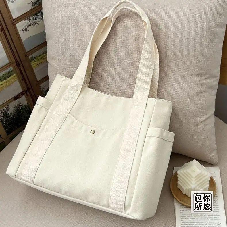 Totebag Kanvas Besar Polos Dengan Resleting Aman