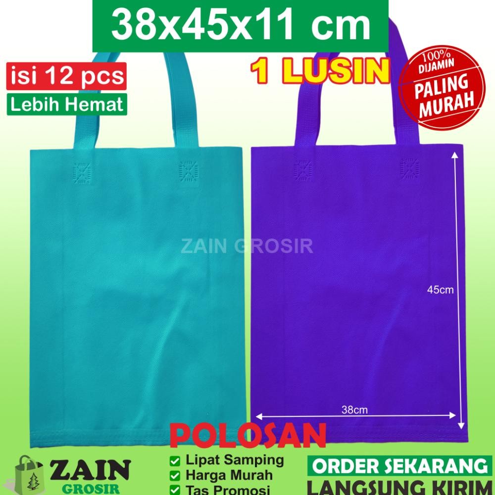 

1 Lusin 38x45x11 Tas spunbond / tali / kain / nonwoven / goodie / souvenir / goodiebag / totebag Nugi