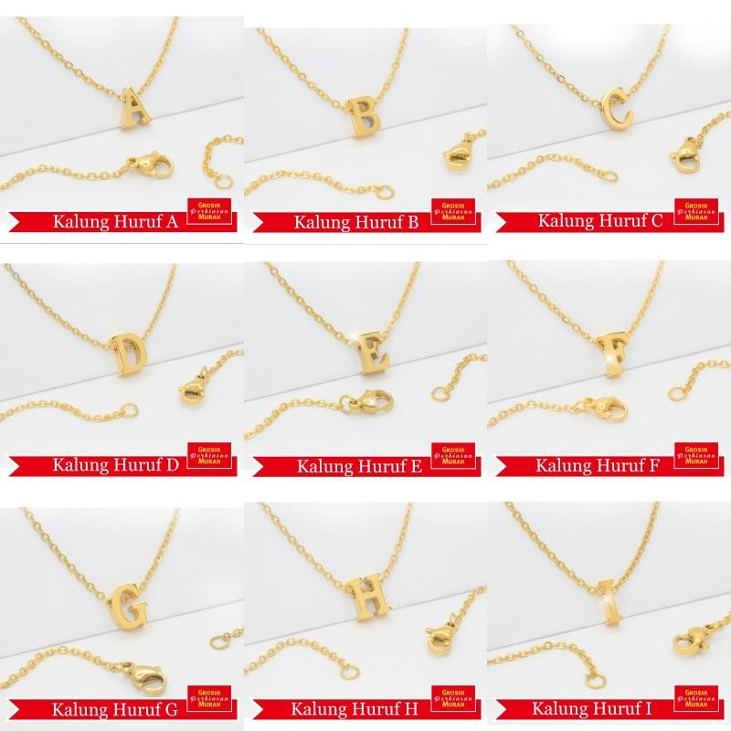Kalung Titanium Inisial Huruf Kualitas Terbaik Nagita Gold Anti Luntur Anti Karat