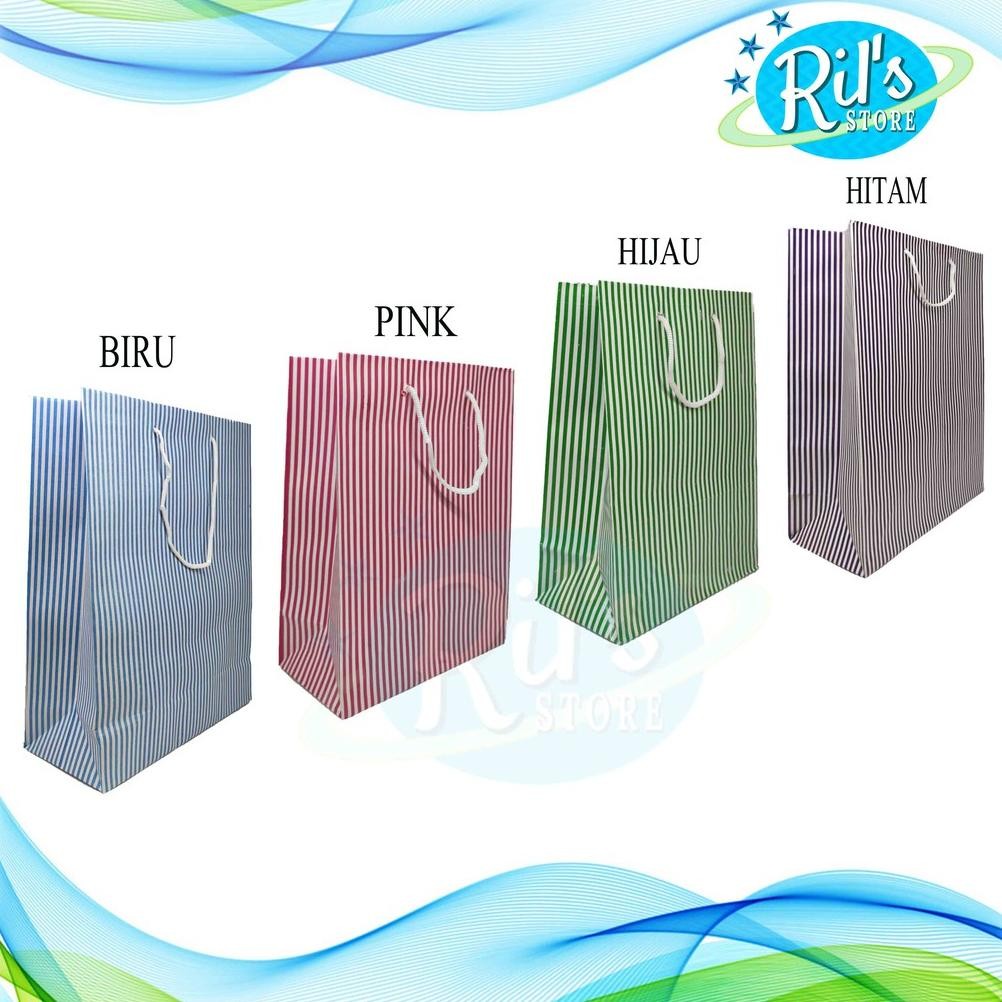 

Paperbag Garis 25x35x12cm - 1 PACK ( 12 PCS )/ SHOPPING BAG Belanja Nugi