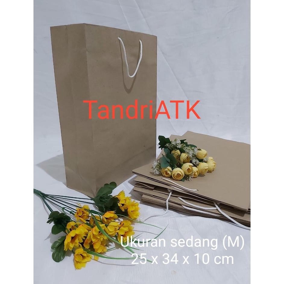 

1 Lusin/ 12 Pcs Paper Bag BahanTebal / Goodie Bag/Hand Bag Kertas / Tas Serbaguna Polos Tebal (Medium) Nugi