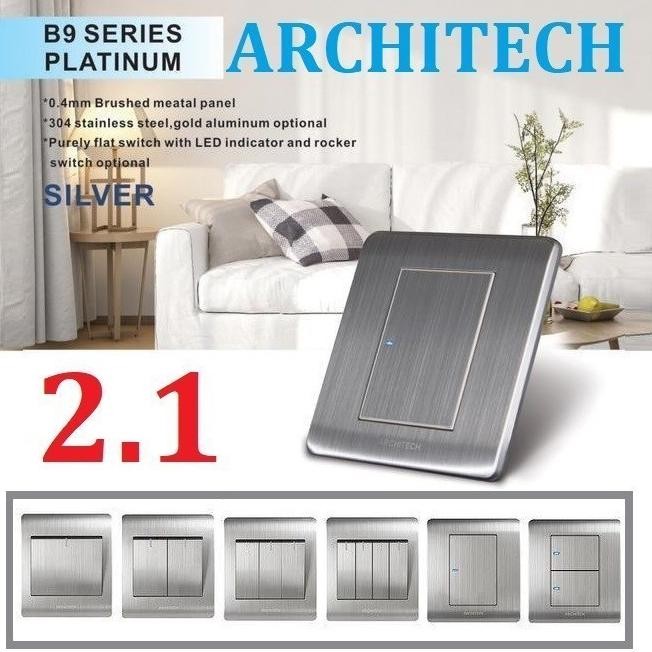 [JM] ARCHITECH Saklar Stop Kontak Dinding PLATINUM B9 Silver Series 2.1