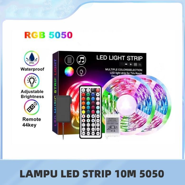 Terlaris Lampu Led Strip 5050 Rgb 5M 10M Ip44 Rgb Remote Lampu Hias - 5050 10M Rgb