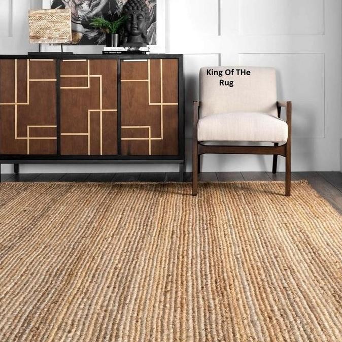Rug Jute Carpet Rectangle Natural Handmade Runner Rustic Look Braided Style Rugs and Carpets for Hom