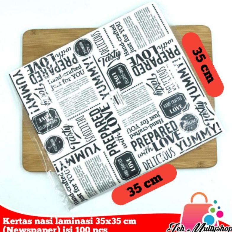 

Kertas nasi laminasi 35x35 cm isi 100 pcs anti lengket/wax paper Nugi