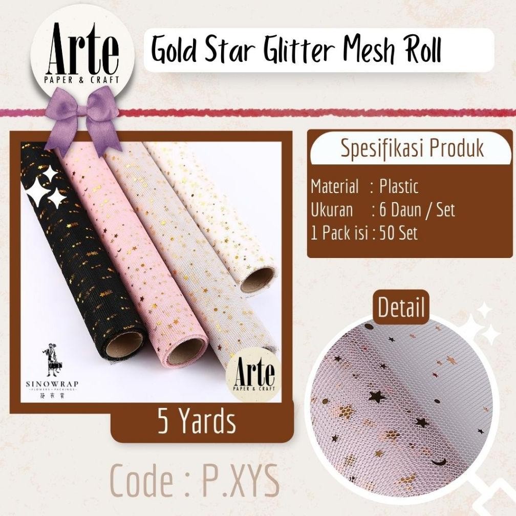 

1 Roll Mesh Gold Star Glitter Kertas Buket Korea Bunga Flower Wrapping Paper Kado Roll Arte Grosir Jakarta P.XYS Nugi