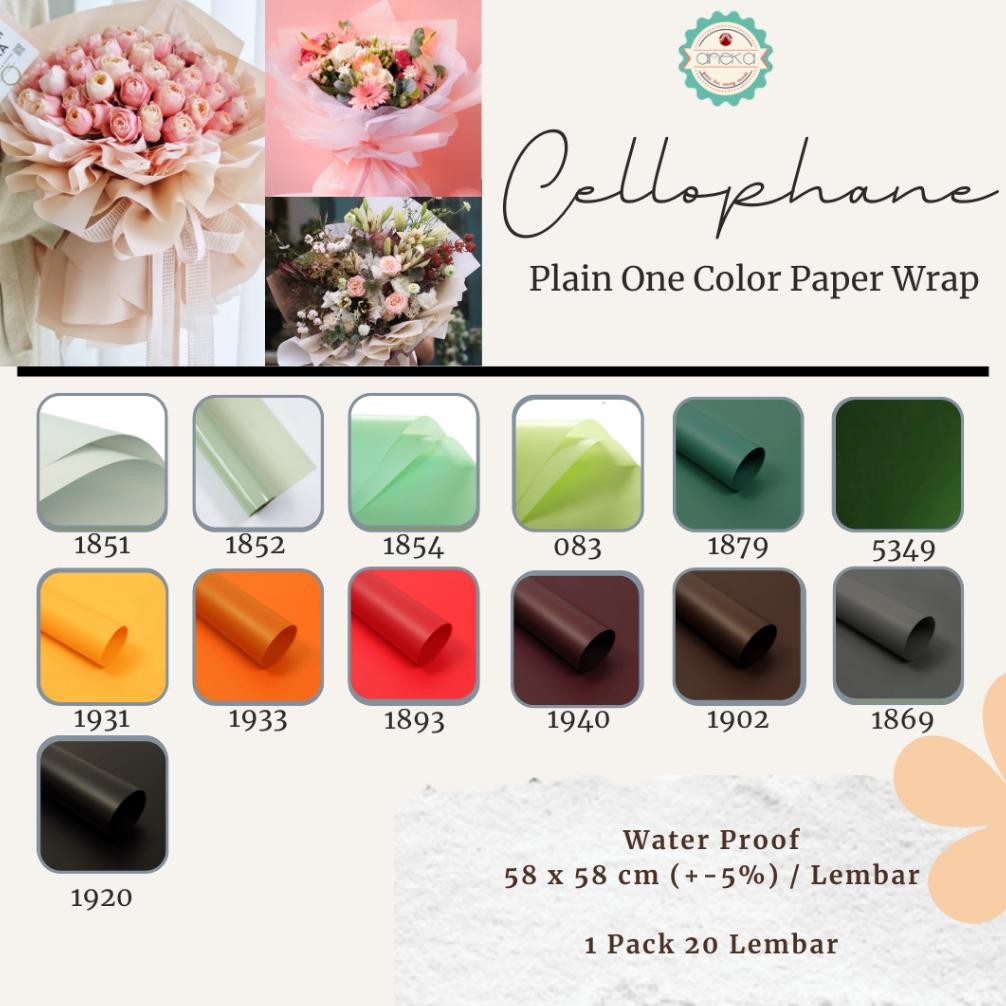 

ANEKA - [ 20 Lembar ] One Color Kertas Bunga Wrapping Cellophane Paperwrap Buket Bunga Bungkusan Bunga / Flower Wrapping Nugi