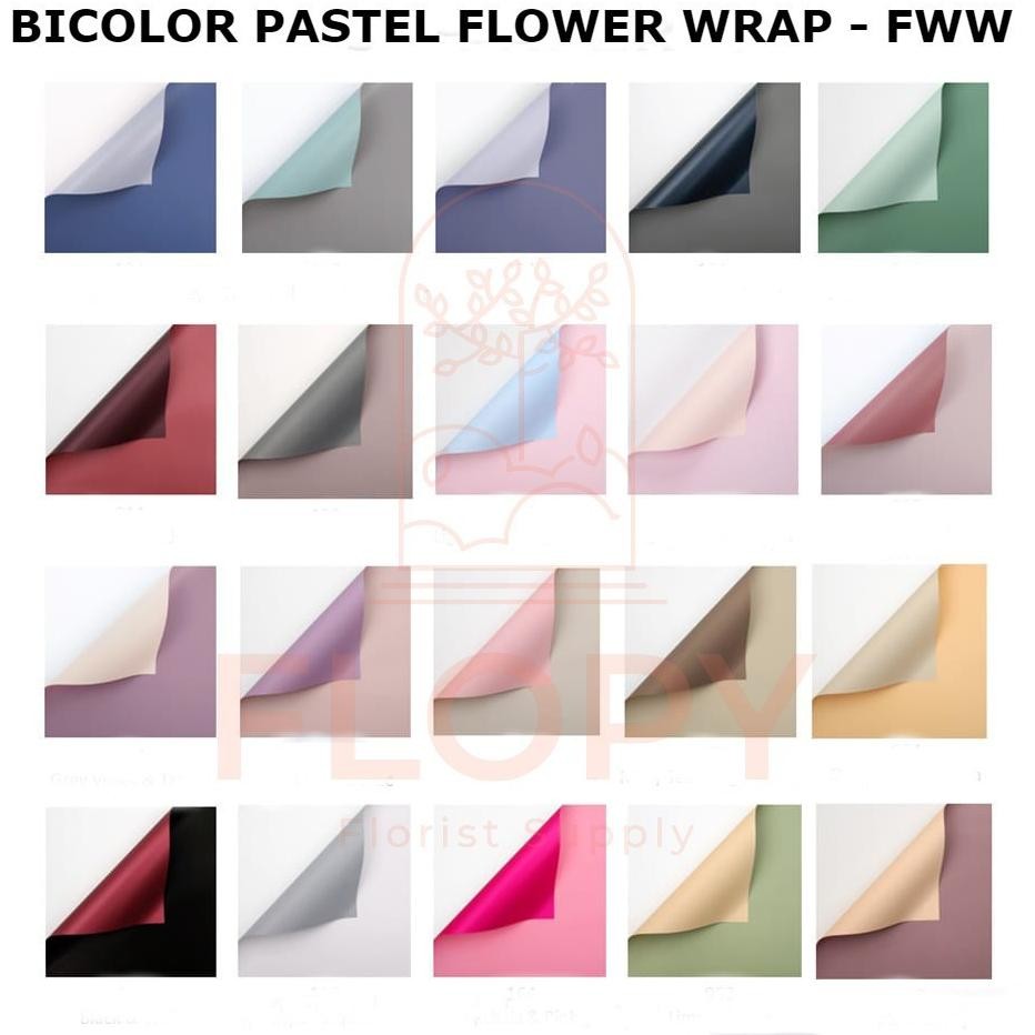 

[20 LEMBAR - GROSIR] FWW Bicolor Pastel Flower wrap/kertas bunga/cellophane Nugi