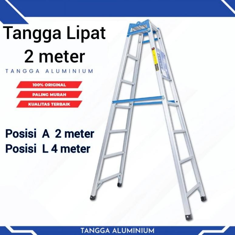 Terlaris Tangga Lipat 2 Meter Alumunium Kuat Kokoh Berkualitas
