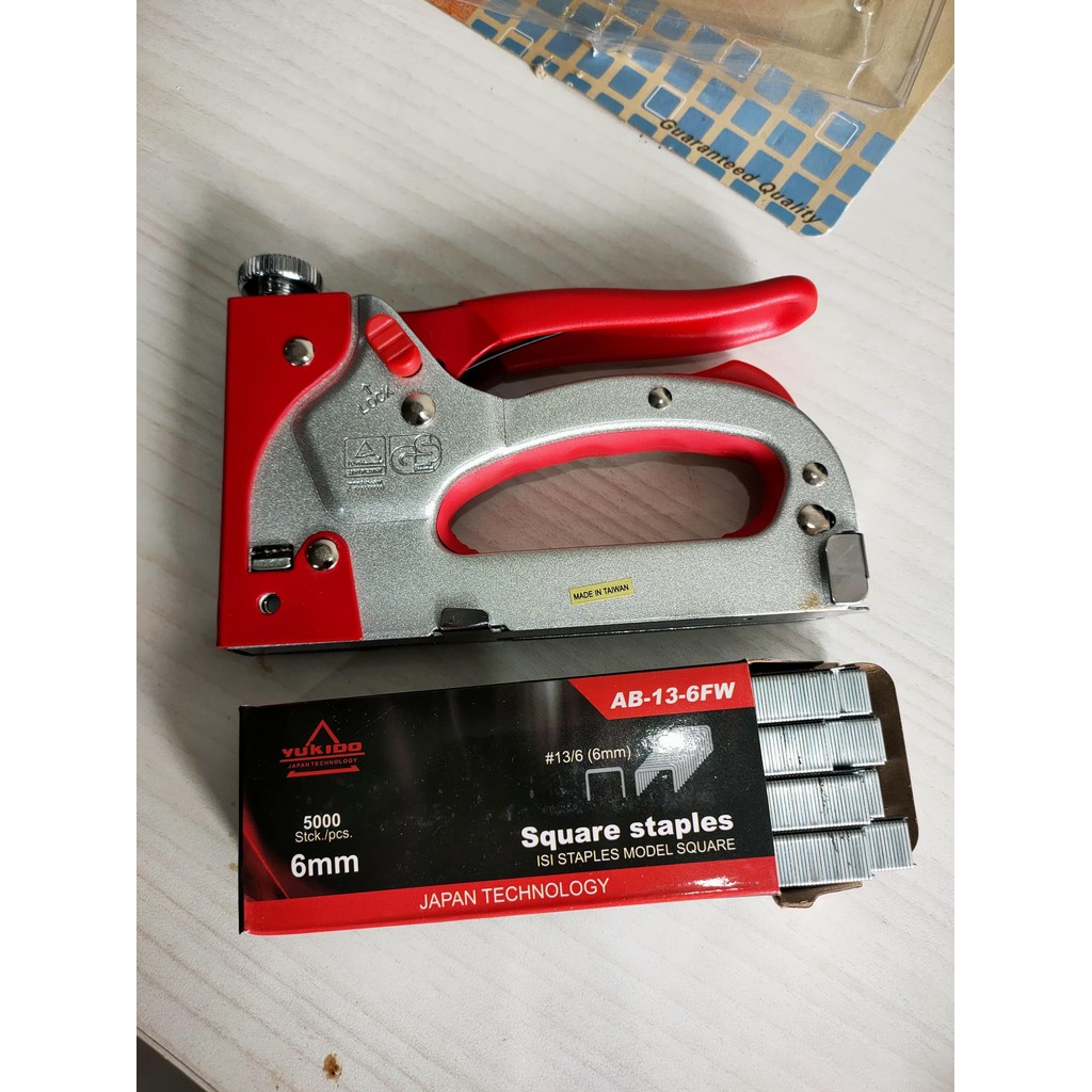 

INGAT PRO.! FREE ISI 5000PCS - Staple Gun YUKIDO AB-314ST PRO 3in1 Staples Gun Tacker 3 Way Stapler Gun Hand Teker Alat Tembak Hekter Nail Nailer Gun Paku Jok Banner Kursi